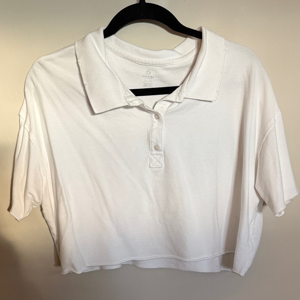 Aerie Classic White Polo Crop Top